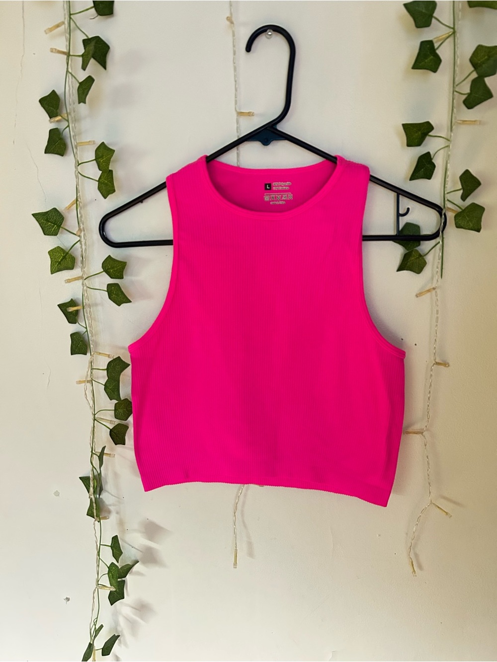 SHEIN Hot Pink Ribbed Cropped Tank